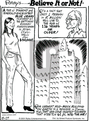 Ripley's Believe It or Not on Thursday May 17, 2001 Comic Strip