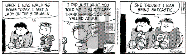 Peanuts on Wednesday November 24, 1999 Comic Strip