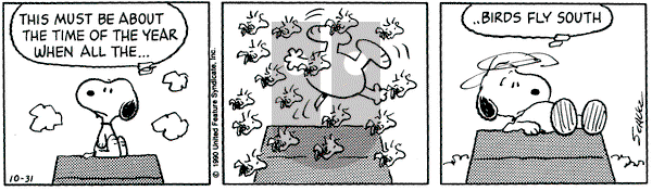Peanuts on Wednesday October 31, 1990 Comic Strip