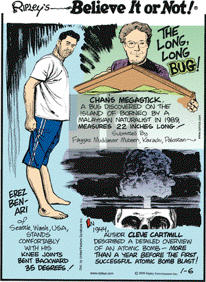 Ripley's Believe It or Not on Tuesday January 6, 2009 Comic Strip
