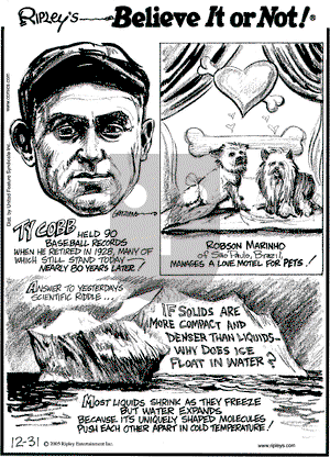 Ripley's Believe It or Not on Saturday December 31, 2005 Comic Strip