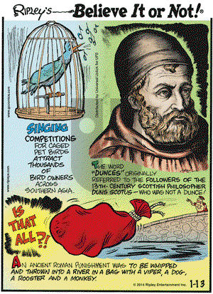 Ripley's Believe It or Not - Monday January 13, 2014 Comic Strip
