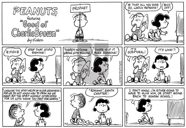 Peanuts on Sunday February 17, 1974 Comic Strip