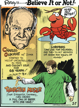 Ripley's Believe It or Not on Thursday February 7, 2013 Comic Strip