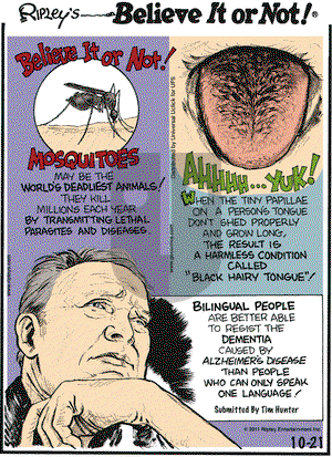 Ripley's Believe It or Not on Friday October 21, 2011 Comic Strip