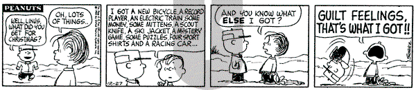 Peanuts on Monday December 27, 1965 Comic Strip