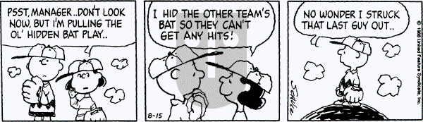 Peanuts - Monday August 15, 1988 Comic Strip