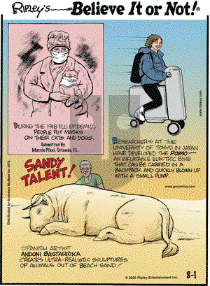 Ripley's Believe It or Not on Saturday August 1, 2020 Comic Strip