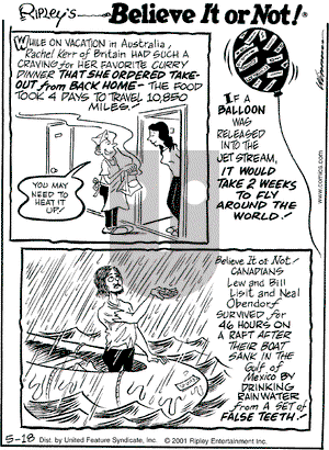 Ripley's Believe It or Not on Friday May 18, 2001 Comic Strip