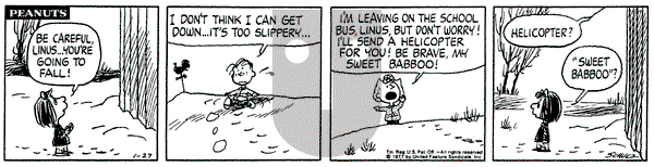 Peanuts on Thursday January 27, 1977 Comic Strip
