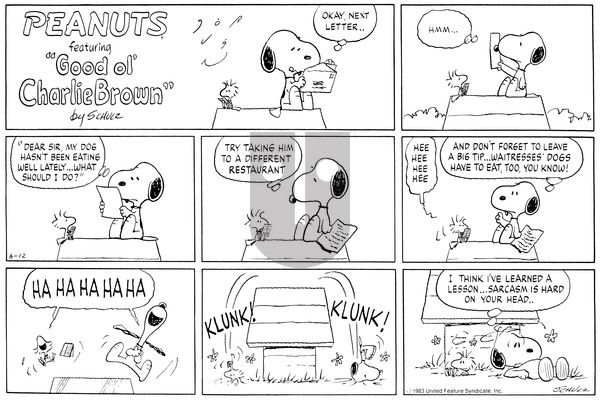Peanuts on Sunday June 12, 1983 Comic Strip