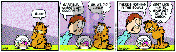 Garfield on Wednesday March 25, 1992 Comic Strip