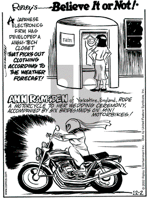 Ripley's Believe It or Not on Monday December 2, 2002 Comic Strip