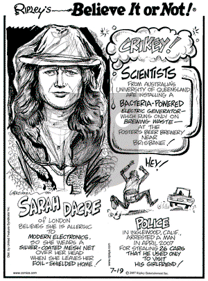Ripley's Believe It or Not on Thursday July 19, 2007 Comic Strip