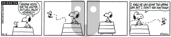 Peanuts on Wednesday October 4, 1967 Comic Strip