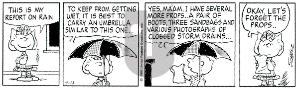 Peanuts on Tuesday April 13, 1993 Comic Strip