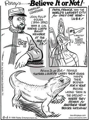 Ripley's Believe It or Not on Tuesday August 4, 1998 Comic Strip