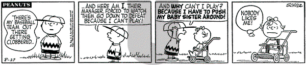 Peanuts on Thursday August 27, 1959 Comic Strip