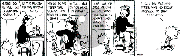 Calvin and Hobbes - Monday March 19, 1990 Comic Strip