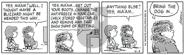 Peanuts on Wednesday December 2, 1998 Comic Strip