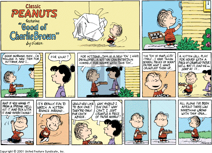 Peanuts - Sunday September 23, 2001 Comic Strip