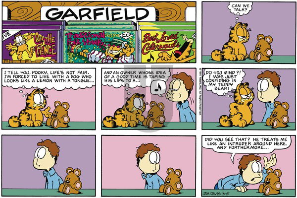 Garfield on Sunday March 5, 1995 Comic Strip