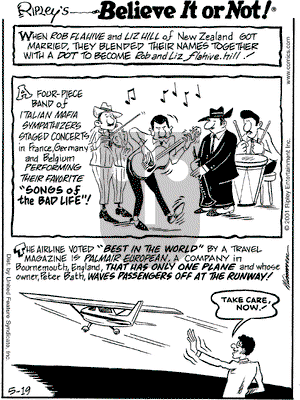 Ripley's Believe It or Not on Saturday May 19, 2001 Comic Strip