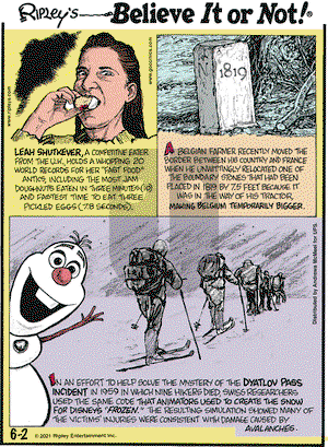 Ripley's Believe It or Not on Wednesday June 2, 2021 Comic Strip