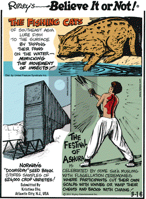 Ripley's Believe It or Not on Wednesday March 16, 2011 Comic Strip