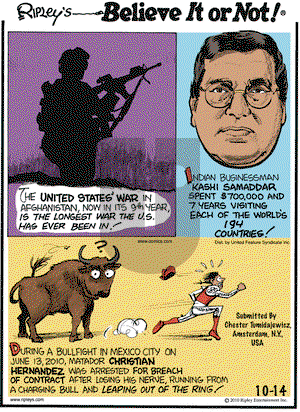Ripley's Believe It or Not on Thursday October 14, 2010 Comic Strip