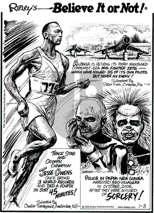 Ripley's Believe It or Not on Tuesday January 3, 2006 Comic Strip