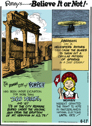 Ripley's Believe It or Not on Thursday June 17, 2010 Comic Strip