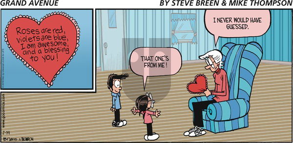 Grand Avenue on Sunday February 14, 2016 Comic Strip
