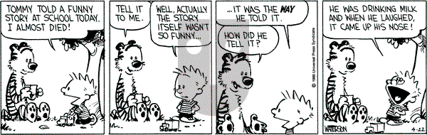 Calvin and Hobbes on Tuesday April 22, 1986 Comic Strip