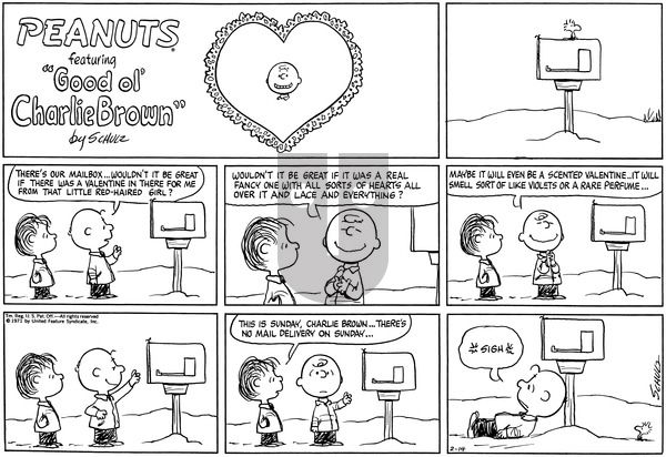 Peanuts on Sunday February 14, 1971 Comic Strip