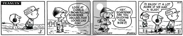 Peanuts on Monday November 17, 1952 Comic Strip