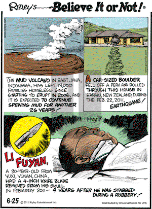 Ripley's Believe It or Not on Saturday June 25, 2011 Comic Strip