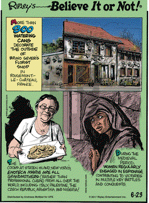 Ripley's Believe It or Not on Friday June 23, 2017 Comic Strip