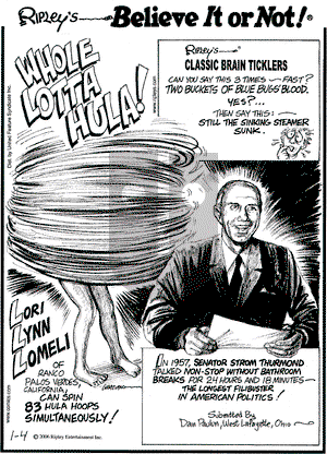 Ripley's Believe It or Not on Wednesday January 4, 2006 Comic Strip