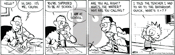 Calvin and Hobbes - Tuesday November 7, 1989 Comic Strip