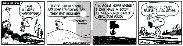 Peanuts on Friday November 28, 1975 Comic Strip