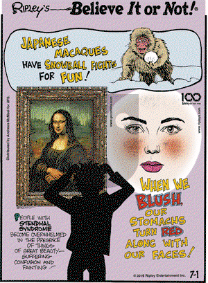 Ripley's Believe It or Not on Monday July 1, 2019 Comic Strip