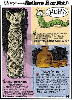 Ripley's Believe It or Not on Wednesday February 1, 2012 Comic Strip