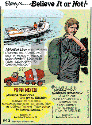 Ripley's Believe It or Not on Saturday September 12, 2015 Comic Strip