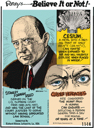 Ripley's Believe It or Not on Tuesday November 16, 2010 Comic Strip