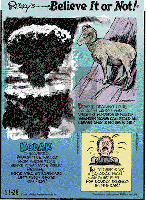 Ripley's Believe It or Not on Wednesday November 29, 2017 Comic Strip
