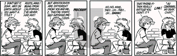 Doonesbury on Thursday June 12, 1986 Comic Strip