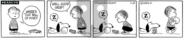Peanuts on Tuesday January 21, 1958 Comic Strip