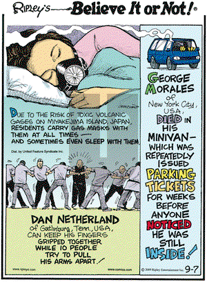 Ripley's Believe It or Not on Monday September 7, 2009 Comic Strip