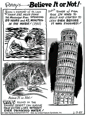 Ripley's Believe It or Not on Tuesday January 7, 1997 Comic Strip